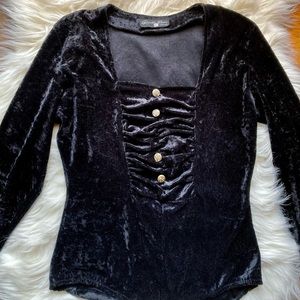 Vintage Black Velvet Blouse